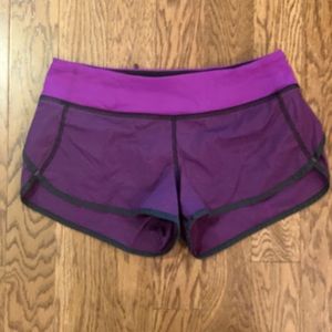 Lululemon Purple and Black Speed Shorts Size 6